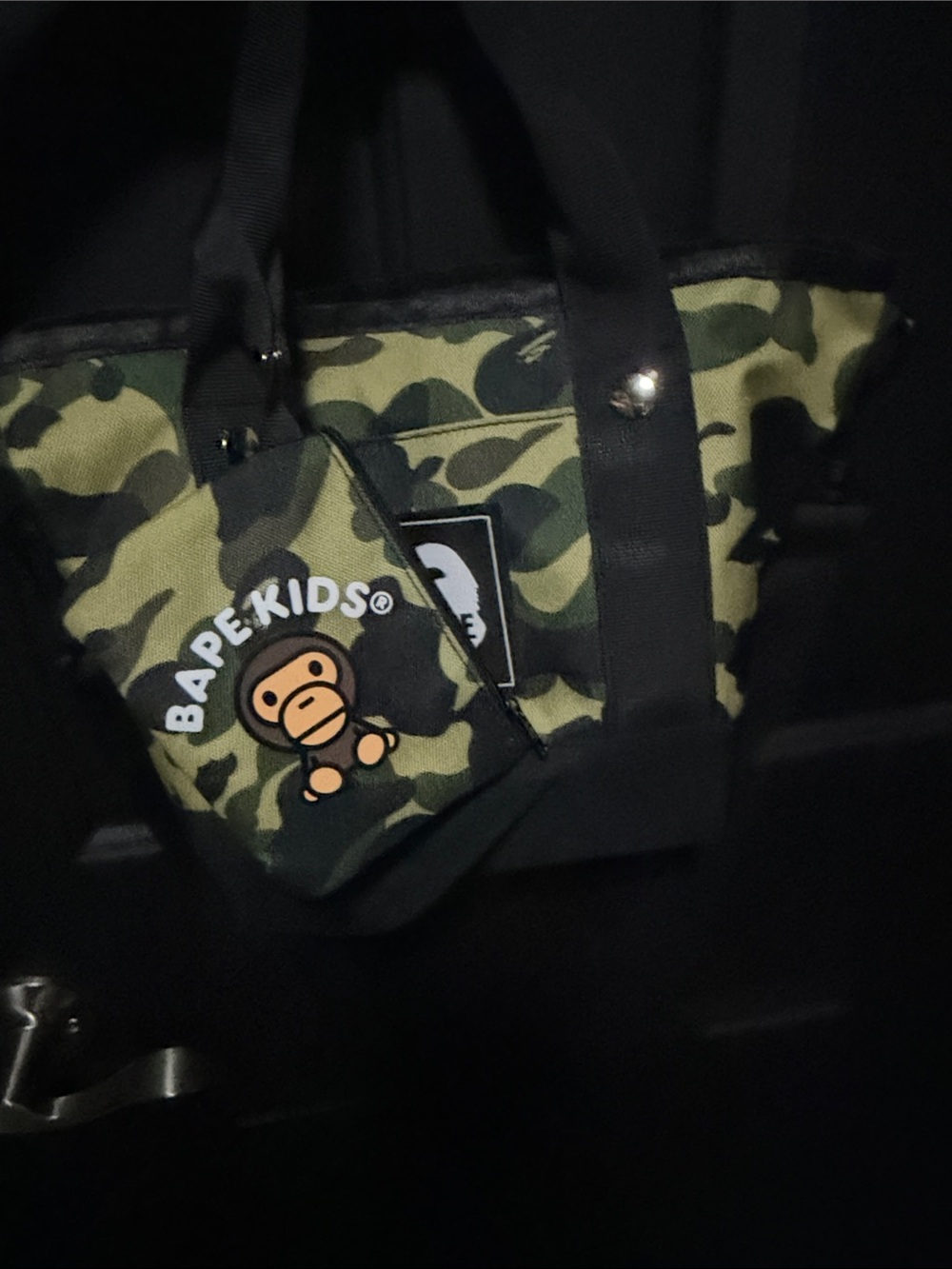 Bundle of A Bathing Ape Bags Bape Camo mini tote and Bape card holder